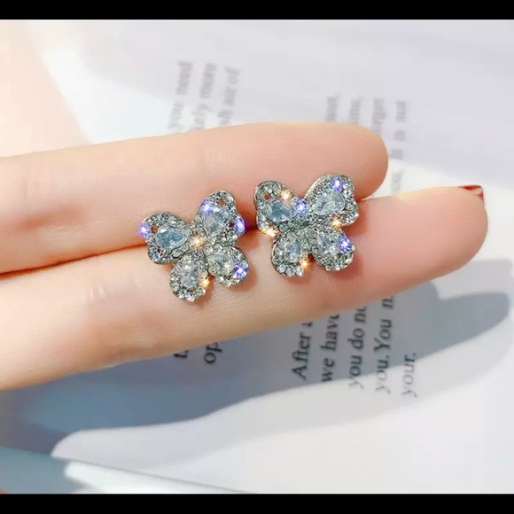 Crystal Butterfly Stud Earrings - Picture 3 of 3